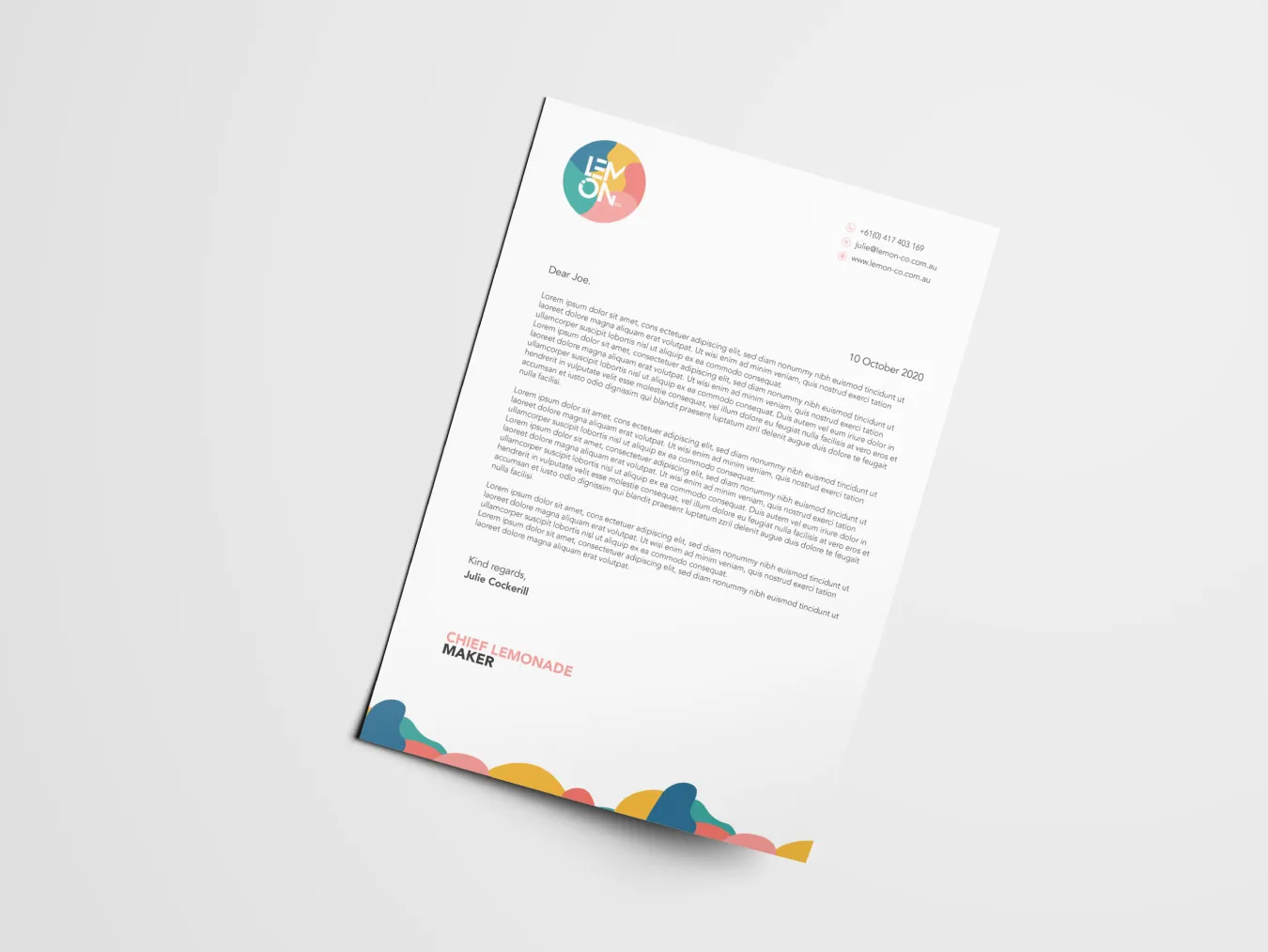 Lemon Co letterhead design