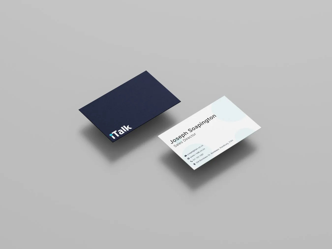 Custom business card design for iTalk